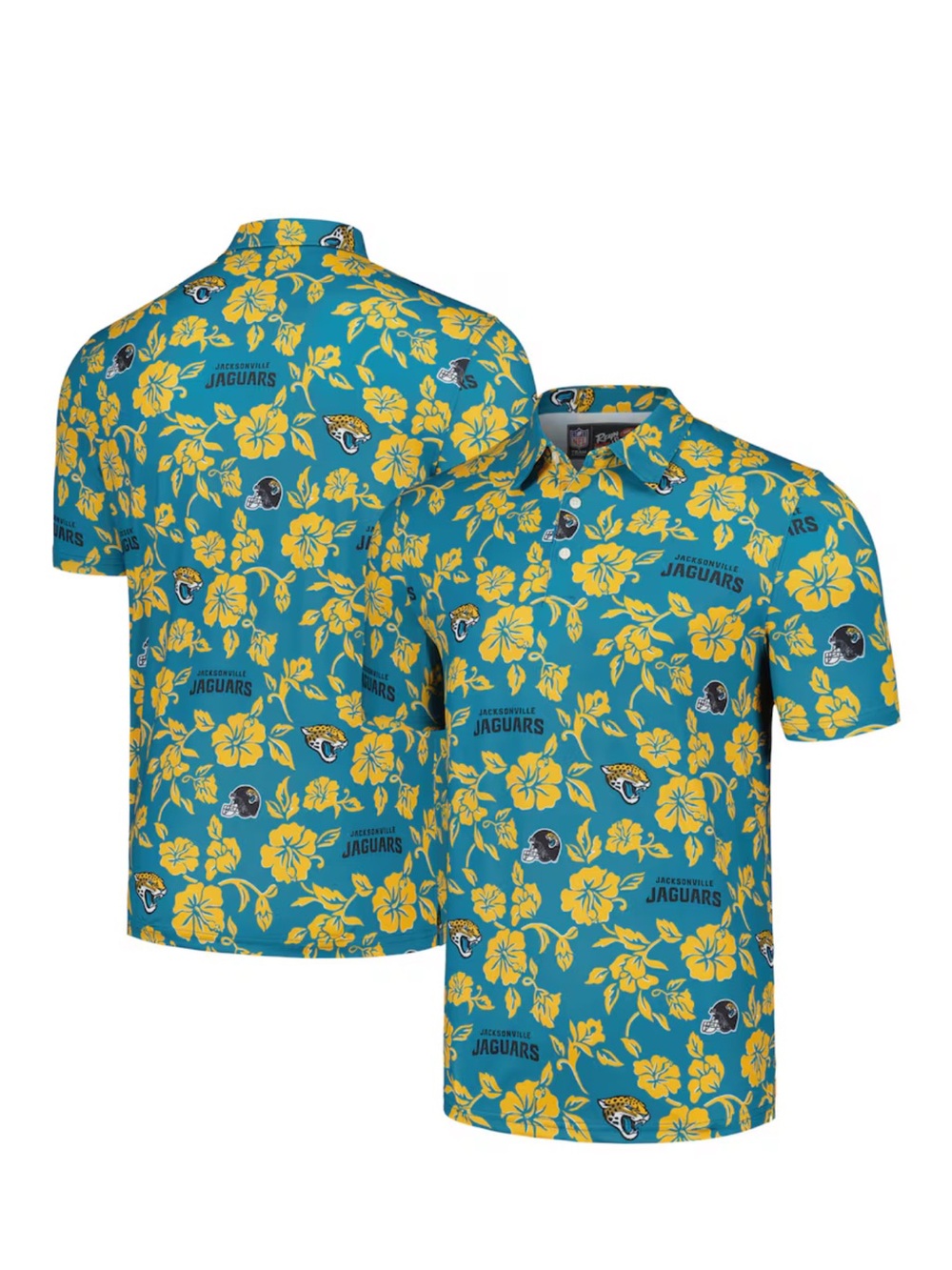 reyn spooner Teal & Yellow Jacksonville Jaguars Floral Polo